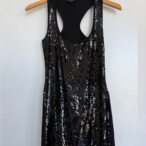 bebe black sequin racer back mini